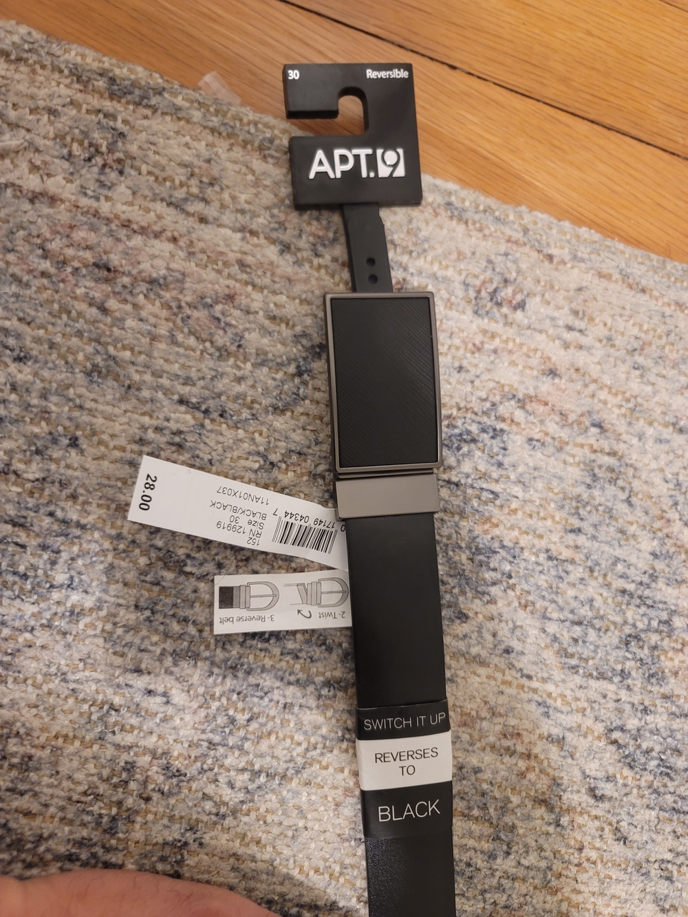 APT. 9 Reversible Black Men's Belt - Black